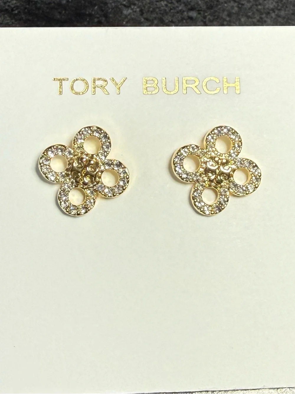 Tory Burch Gold Tone Logo Stud Earrings
